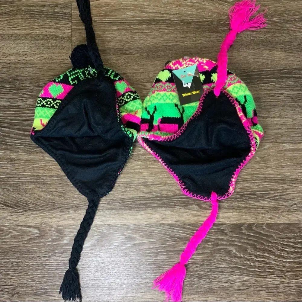 Girls Neon Winter Beanies